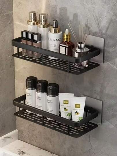 1pc Easy Install Bathroom Rack (Auxiliary Hook), Multifunctional Storage Shelf Accessories, Space-Saving Bathroom & Kitchen Organizer Rack, Shower Caddy Shelves System, Multi-Tier Shelves For Toiletries, Cosmetics, Essentials, Shower Organizer, Perfectly Fits 19 Holidays