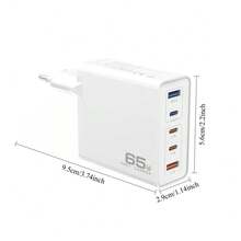 Bộ sạc nhanh công suất cao 65W USB-C, bộ sạc 5 cổng Type-C, bộ chuyển đổi nguồn PD QC 3.0, phích cắm tường đa cổng Type-C, khối sạc USB tương thích với iPhone 17/16/15/14/13/12 Pro Max và Galaxy, quà tặng mùa xuân. - Phích cắm loại C của EU (220-240V) - Xem 6