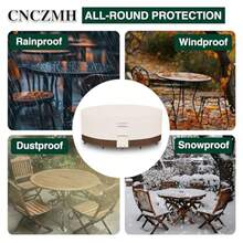 Fundas para muebles de patio resistentes impermeables cubierta de muebles al aire libre redonda 600D impermeable para sofá seccional sofá mesa de comedor al aire libre y juego de sillas - Beige Marrón - Ver 6