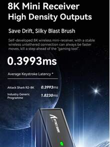 R6 无线鼠标，轻量级 PAW3950 电竞 42,000 DPI 游戏 3 模式蓝牙 8K 鼠标 - 查看 8