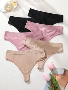 6条/包 女士无痕内裤，高弹力，性感，简约，舒适女士内衣 - 彩色 - 查看 3