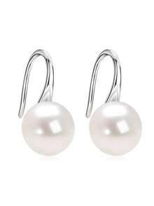XUJIA 1 Đôi bông tai ngọc trai nước ngọt tự nhiên màu trắng hình bánh mì, kích thước 9.5-10mm, móc cài bằng bạc sterling 925, món quà kỷ niệm, cưới hỏi, sinh nhật thanh lịch tối giản dành cho phụ nữ. - EPE-342 - Xem 9