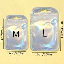 50 个可重复使用的 PVC 透明密封首饰袋，带拉链，抗氧化，抗变色，可用于存放耳环、项链、珠宝、小礼物、配饰，以及派对礼品袋或情人节礼物。 - 彩色 - 查看 4