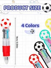 Creative Football Themed 4-Color Ballpoint Pen, Mini Portable Cute Neutral Pen - One Size Fits All - View 3