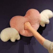 1pc Car Plush Headrest Neck Protection Pillow Plush Heart-Shaped Wings Car Neck Pillow Cushion Car Interior Supplies - Love - View 8