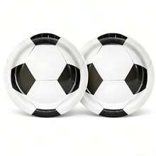 25件/套 白色足球图案，适合生日派对、家庭野餐和其他场合 - 黑與白 - 查看 1