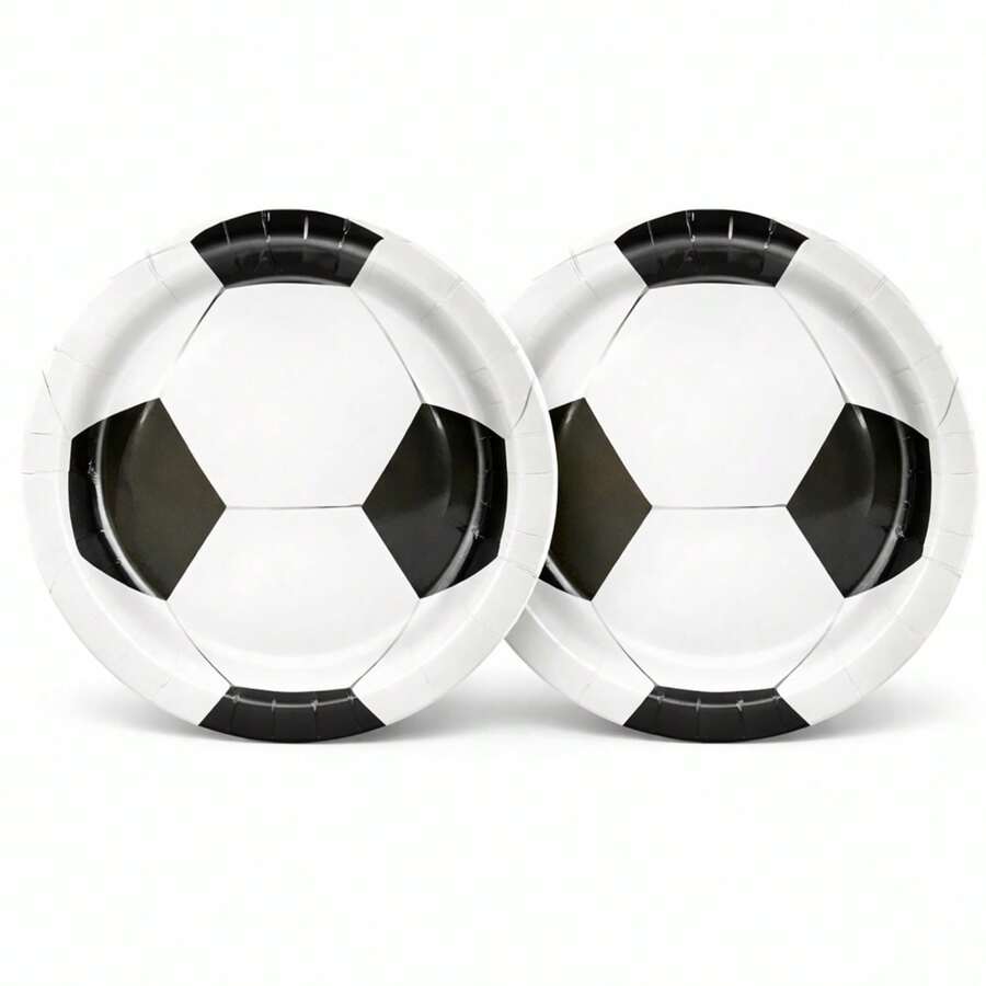 25件/套 白色足球图案，适合生日派对、家庭野餐和其他场合 - 黑與白 - 查看 1