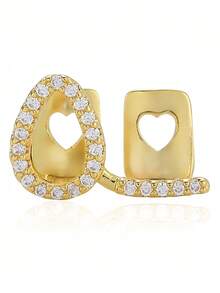 一套时尚女士嘻哈水钻镂空心形和镂空六齿牙套，嘉年华派对配饰，圣诞情侣礼物，男女通用 - 彩色 - 查看 23