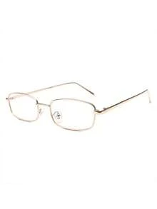 1副女士休闲复古方形小框黑色时尚素面眼镜，适合日常佩戴和街拍 - 無色 - 查看 10