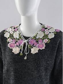 1pc Colorful Floral Detachable Collar, Tie-Up Neck Scarf, Countryside Style For Spring/Summer - Multicolor - View 9