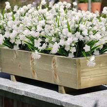 1/2/3/4/5/6/7/8/9/10pcs Outdoor UV-Resistant Fade-Proof Artificial Plastic Fake Flowers Decor, Balcony Window Box Garden Decoration - White - View 6