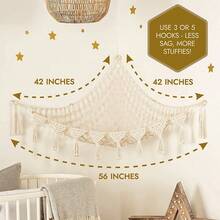 Hamaca de almacenamiento de juguetes de peluche - Estantería de decoración de peluche con borlas grandes - Red colgante de peluche linda, adecuada para la habitación de los niños, el dormitorio y la decoración de la habitación - Multicolor - Ver 2