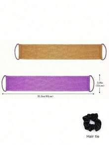 African Mesh Exfoliating Bath Towel Set, Double-Sided Design Allows You To Choose Between Gentle Or Coarse Exfoliation, Effectively Exfoliating The Body And Back In The Bathroom. Made Of High-Quality Mesh Material, With A Convenient Tie Design, It Includes A Bath Ball, Towel, And Shower Sponge To Leave Skin Smooth. Suitable For Daily Use (Blue, Purple). - Multicolor - View 8