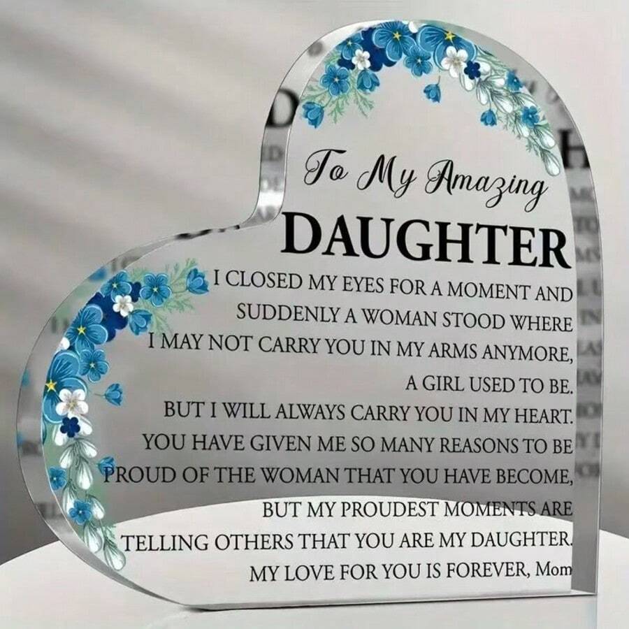2D Flat, 1pc Exquisite Heart-Shaped Decorative Plaque - Beautiful Floral Desktop Decor - Perfect Gift For Mom To Daughter, Suitable For Graduation, Birthday, Wedding, Christmas And Other Occasions, Multi-Pack Party Favors - A - View 1