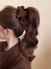 1Pc Velvet Bow Hair Clip Cute Simple Hairpins Barrettes Fashion Party Birthday Hair Accessories - Multicolor - View 4