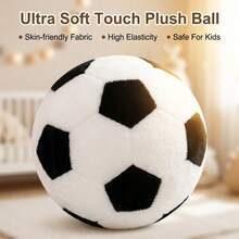 This Cute Mini Plush Football Is Soft And Fluffy, With A Black And White Patchwork Design. - Multicolor - View 4