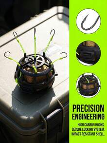 GOTURE 2pcs European Style Anti-Sinking Hook Bait Cage Fishing Set, ABS High Strength Bait Cage + Carbon Steel Automatic Flip Hook - 6/8/10/12# Adjustable Weight, Carp/Crucian Carp Dedicated - Multicolor - View 4