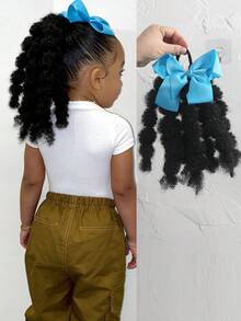 1个8英寸蓬松柔软可爱弹力带扭辫马尾辫，适合女孩和儿童 - 自然黑 - 查看 11