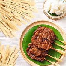 100 que xiên tre tái sử dụng, thích hợp cho gia đình, nhà hàng, chợ đêm, hoạt động ngoài trời, cửa hàng trái cây, đồ dùng học tập. - Màu be - Xem 7