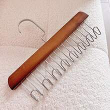 2pcs Wooden Closet Organizer Hanger With 8 Hooks, Space-Saving Bra Hanger, 360° Rotating Heavy-Duty Wooden Hanger For Organizing Camisoles, Bras, Swimwear, Scarves - Multicolor - View 5