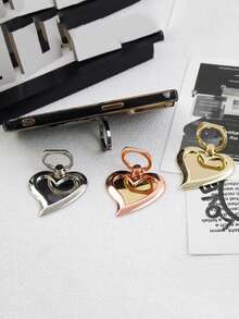 心形镜面指环手机支架，电镀金属指环手机支架，通用型 - 彩色 - 查看 3