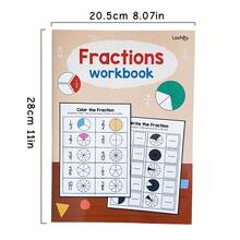 Fraction Math Workbook, Children's Math Activity Book, Math Learning Tool, Math Cognition Material, Classroom School Supplies, Children's Fraction Learning Material, Fraction Daily Practice Notebook, Arithmetic Book - Multicolor - View 3