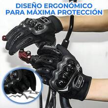 Guantes de Motociclismo con Protección Anticaídas y Dedo Táctil - Negro - - Ver 8