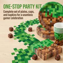 Bộ đồ ăn dùng một lần kiểu pixel 50 món này bao gồm 10 đĩa ăn, 10 đĩa tráng miệng, 10 cốc giấy và 20 khăn ăn. Bộ đồ ăn tiện dụng này rất phù hợp cho cắm trại, dã ngoại, tiệc nướng ngoài trời, tiệc mừng em bé, đám cưới và tiệc sinh nhật. - Nhiều màu - Xem 2