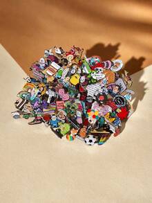 [5枚/10枚/20枚/30枚/40枚/50枚/60枚/70枚/80枚/90枚/100枚] 卡通人物胸针随机组合套装 - 时尚哥特复古朋克珐琅徽章，英文标语字母胸针，可别在衬衫、包包和外套上 - 英文标语锌合金翻领别针，休闲装扮的完美之选，也是馈赠亲友的理想礼物 - 彩色 - 查看 8