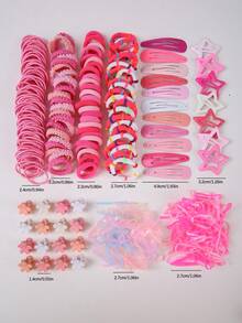 840个粉色多功能发圈，可爱少女发绳，高弹耐用不伤发，侧刘海夹，简约发夹，BB夹，适合日常佩戴和返校季 - 粉色 - 查看 8