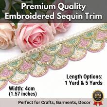 1/5 yard Dentelle métallique à paillettes multicolores à code-barres ondulé hydrosoluble, convenant à la décoration de hanfu, de cheongsam. Matériau de ruban tissé applicable pour la décoration de robes de mariée, de tenues de cérémonie, de décoration intérieure, de rideaux, de nappes, de vêtements DIY, de vêtements de poupée, de décoration intérieure et de couture pour débutants - Multicolore - Voir 5