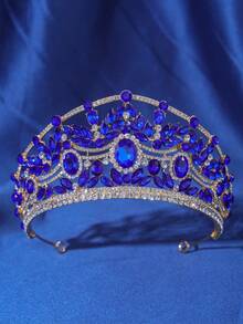 1件奢华优雅水晶水钻皇冠发饰，新娘婚礼头饰 - 彩色 - 查看 6