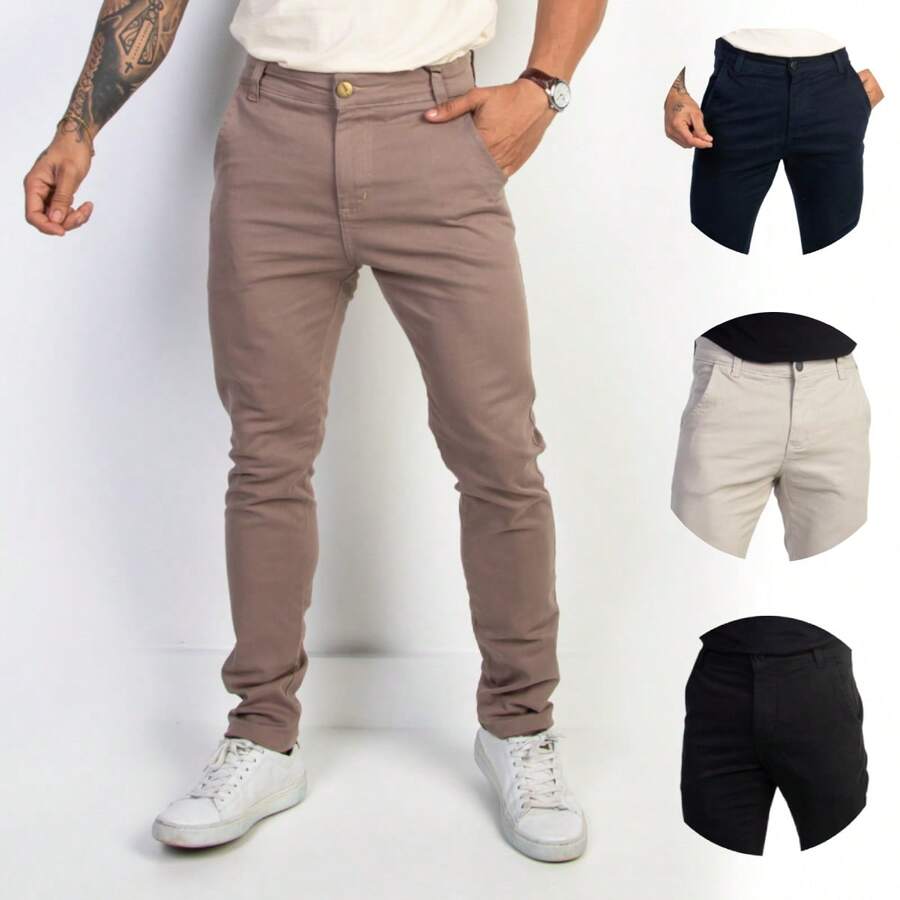 Urban Zone Jeans Men's Slim Fit Casual Twill Pants With Elastane - 卡其色 - 查看 1