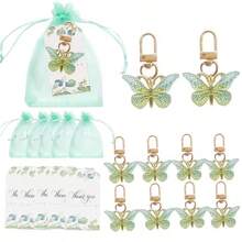 60/48/36/3 piezas Juego de llaveros de mariposa para bodas, Juego de regalo para bautizo, Incluye 16 bolsas de organza + 16 tarjetas de agradecimiento + 16 llaveros de mariposa, Adecuado para bodas, recepciones de bodas, regalos de cumpleaños y recuerdos, playa - Multicolor - Ver 1