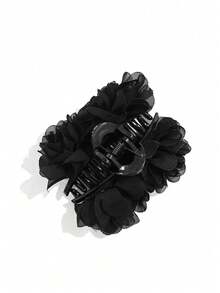 1个/3个纯色及花卉波西米亚风优雅复古玫瑰涤纶发夹，适合日常、派对和假日佩戴，四季皆宜，可作发饰、学生用品、秋季大学配饰、夏季海滩度假必备，女士发箍、发冠、发饰 - 黑色 - 查看 6