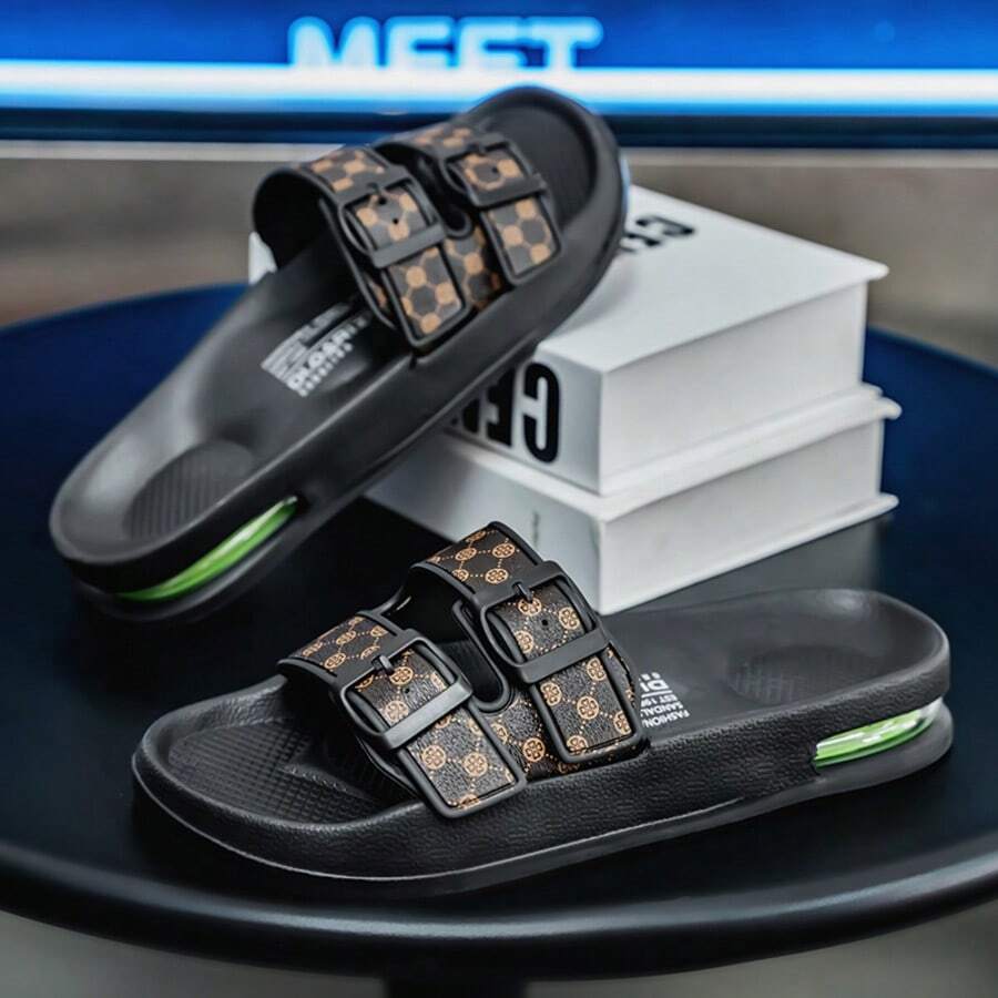 2026 New Men's Sports Slippers, Air Cushion Slip-On Slip-On Sandals, Beach & Holiday Slippers - Brown - View 1