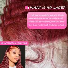 99J Burgundy Wig Brazilian Virgin Human Blended Hair 13x4 HD Deep Curly Lace Front Wigs Blended Human Hair 200% Density 99J Burgundy Lace Front Wig Glueless Water Wave Curly Blended Human Hair Wigs For Women Wine Red Colored Human Blended Hair Wig - SBUG - View 10