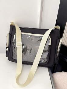 Japanese Style School Backpack, Versatile Minimalist Large Capacity Bag, Transparent Jelly Satchel Shoulder Crossbody Bag For Women - Black - View 12