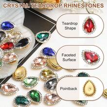 50pcs/Pack, Rhinestone Decor, Sew-On Rhinestone Buttons, Flat Back, DIY Gems, Handmade Jewelry Making, Clothing, Shoes, Decoration, Accessories - White - View 2