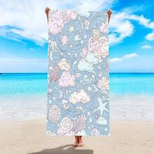 1pc Printed Quick-Dry, Anti-Sand, Lightweight Super Soft Fiber Beach Towel, Knitted Fabric, Modern Style, Polyester, Suitable For Travel, Pool, Camping - A - View 14
