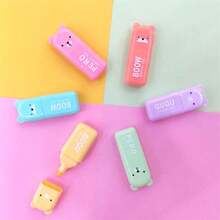 4/5/6 Colors Set Cute Mini Bear Shaped High-Gloss Macaron Color Oblique Tip Marker Pens Kindergarten School Writing Tools - Sets - View 10