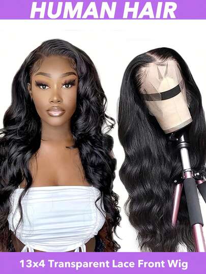 13*4 Lace Frontal Wig For 150% Density Body Wave Human Hair Wigs Synthetic Lace Front Wig With Baby Hair Loose Wave Wigs For Women Daliy Party Use Natural Black 8-24 26 28 30 Inch