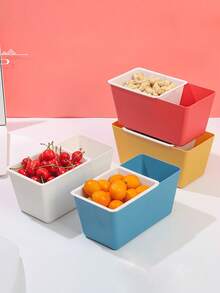 双层零食盒、西瓜籽压碎器、方形沥水水果盘、家用糖果干果托盘 - 彩色 - 查看 1