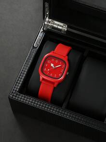 10只装女士礼品硅胶手表，时尚休闲方形表盘石英腕表组合套装（不含表盒） - 彩色 - 查看 7