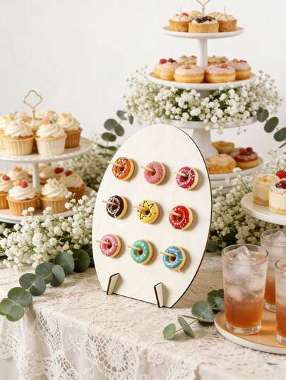1 set Soporte de madera para exhibir donas con 9 agujeros, estante para exhibir donas en el hogar, soporte para colocar alimentos en fiestas, estante para exhibir donas en cumpleaños, bodas y eventos familiares, soporte de madera para exhibir donas, decoraciones de pastel y postre DIY, decoraciones de cocina, soporte de cocina, regalos de cumpleaños, regalos de fiesta, bodas, exhibición de donas para fiestas de cumpleaños