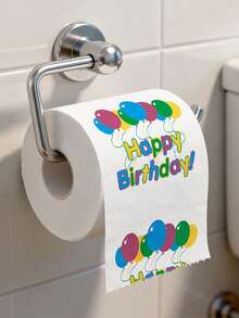 1 Roll, Happy Birthday Toilet Paper | Colorful Balloons & Text Design, Festive Bathroom Decor, Unique Gift For Family & Friends, Birthay Party Favors Supplies - View 1