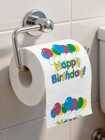 1 rouleau, Papier toilette Joyeux anniversaire , Design avec ballons colorés et texte, Décoration de salle de bain festive, Cadeau unique pour la famille et les amis, Fournitures de fête d'anniversaire