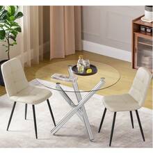 Electroplated Twisted Legs + 2 Beige PU Chairs