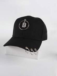 朋克风酷炫金属D形环扣棒球帽，街头风遮阳帽，男女通用款 - 黑色 - 查看 11