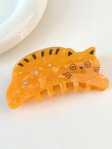 1pc Cute Animal Acrylic Hair Claw Clip, Elegant Cat Design Large Hair Clamp Suitable For Daily Use - Multicolor - View 3